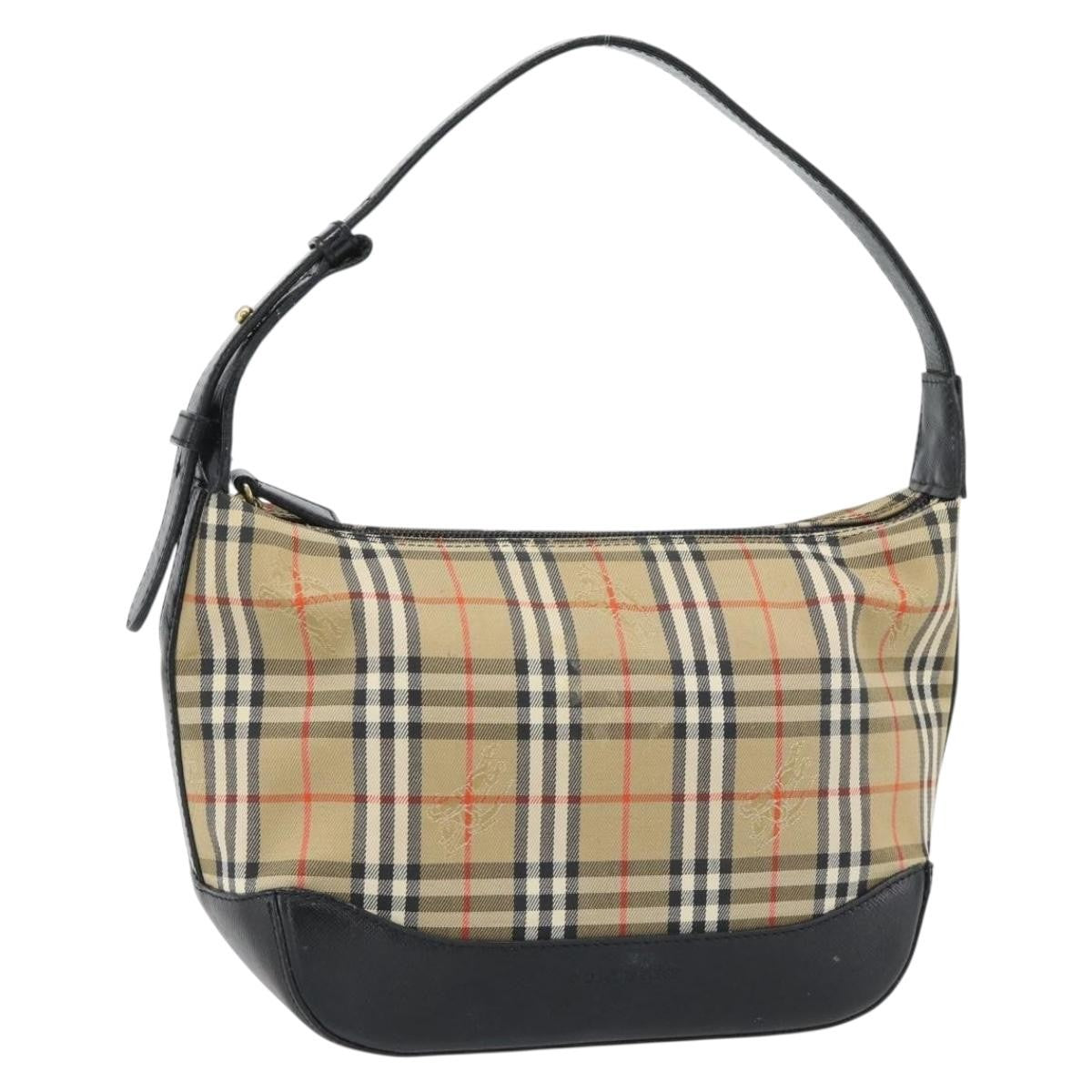 Burberry BURBERRY Nova Check Shoulder Bag Canvas Beige Gold Authentic 182559