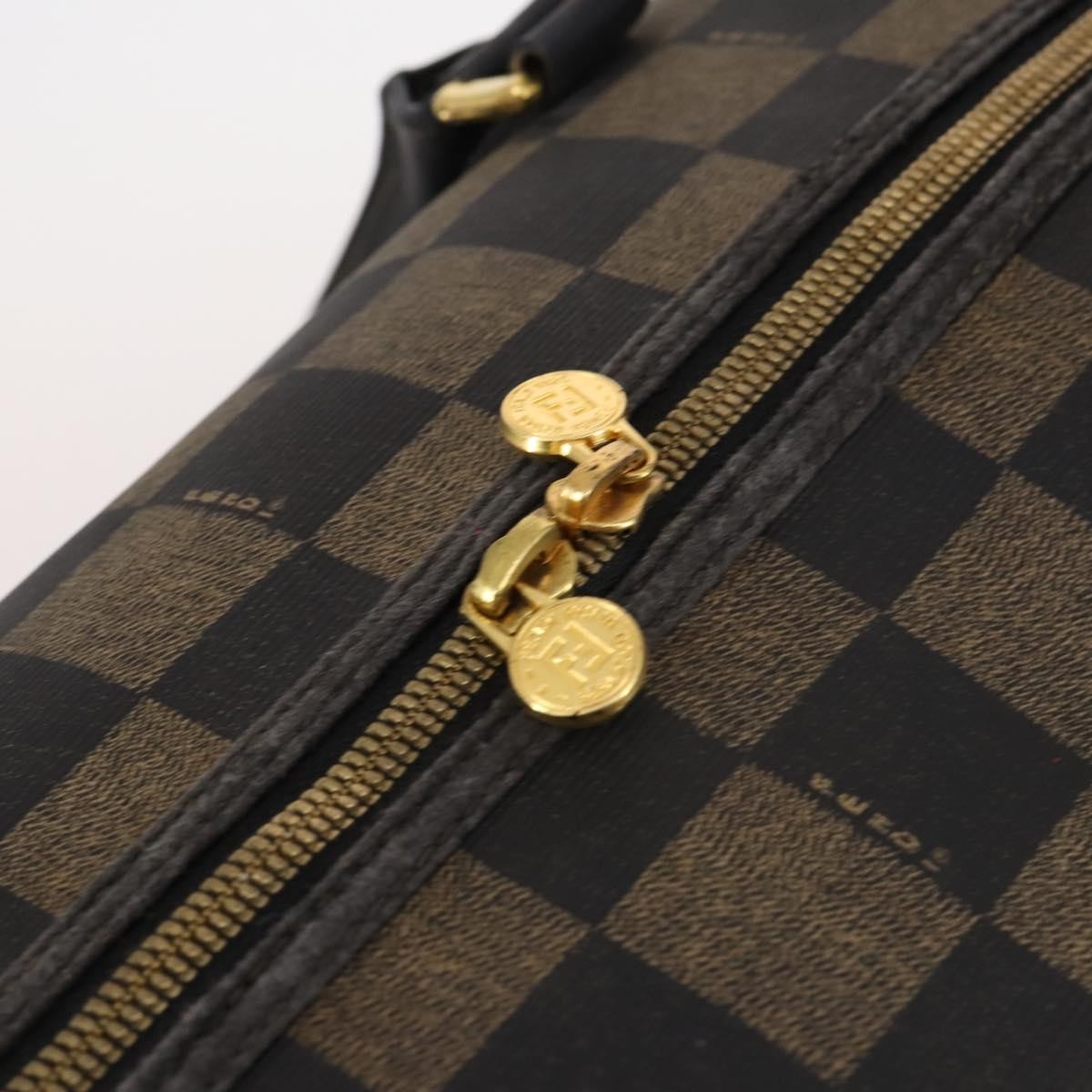 Fendi FENDI Pecan Canvas Boston Bag PVC 2way Black Brown Authentic 141408
