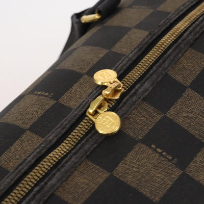 Fendi FENDI Pecan Canvas Boston Bag PVC 2way Black Brown Authentic 141408