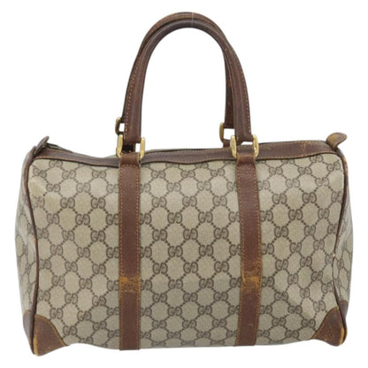 Gucci GUCCI GG Supreme Hand Bag PVC Beige Gold Authentic ka2314