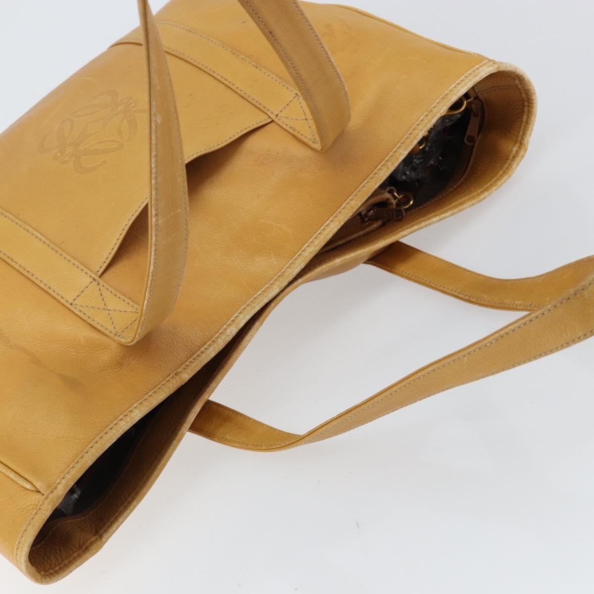 Loewe LOEWE Anagram Tote Bag Leather Beige Gold Authentic 149645