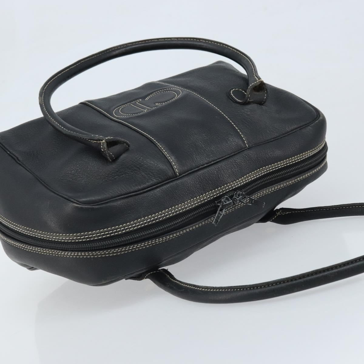 Dior Christian Dior Hand Bag Leather Black Gold Authentic ep13686