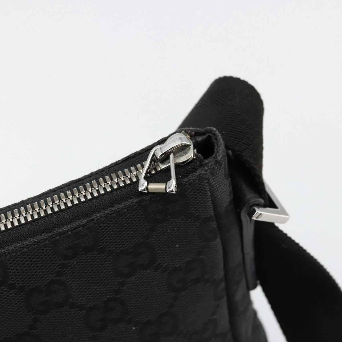 Gucci GUCCI GG Canvas Shoulder Bag Black Silver 114273 Authentic ep14561