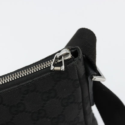 Gucci GUCCI GG Canvas Shoulder Bag Black Silver 114273 Authentic ep14561