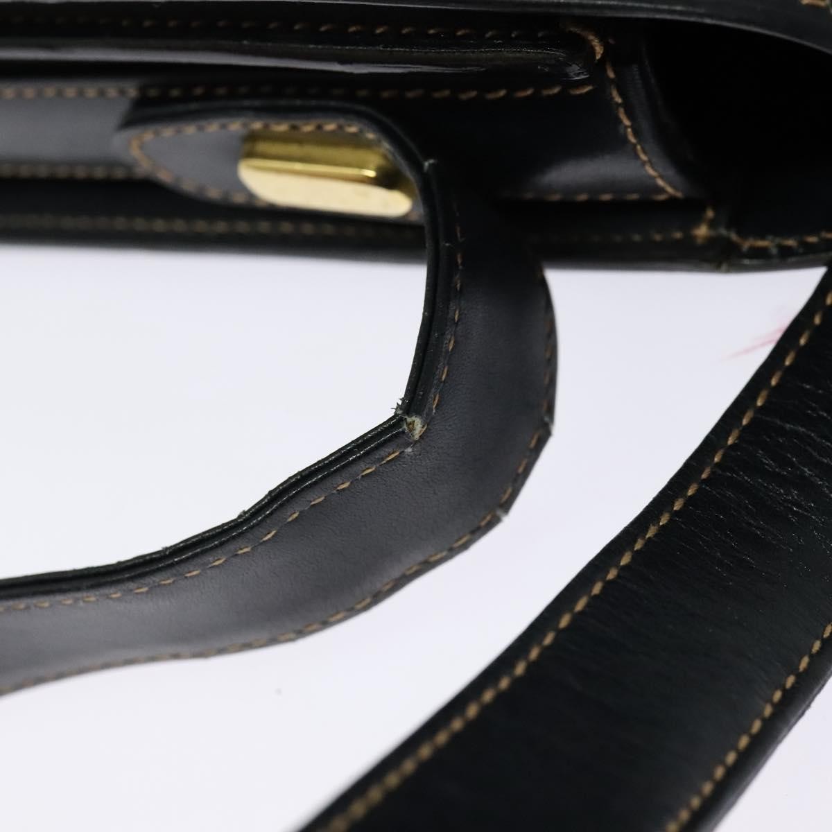 Gucci GUCCI Shoulder Bag Leather Navy Gold Authentic BD2006