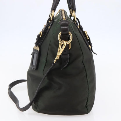 Prada PRADA Hand Bag Nylon 2way Khaki Gold Authentic 148290