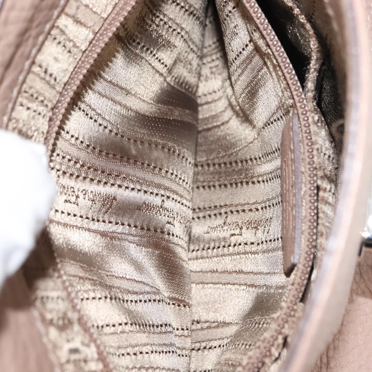 Salvatore Ferragamo Salvatore Ferragamo Gancini Sophia Hand Bag Leather Beige Silver Authentic 145498