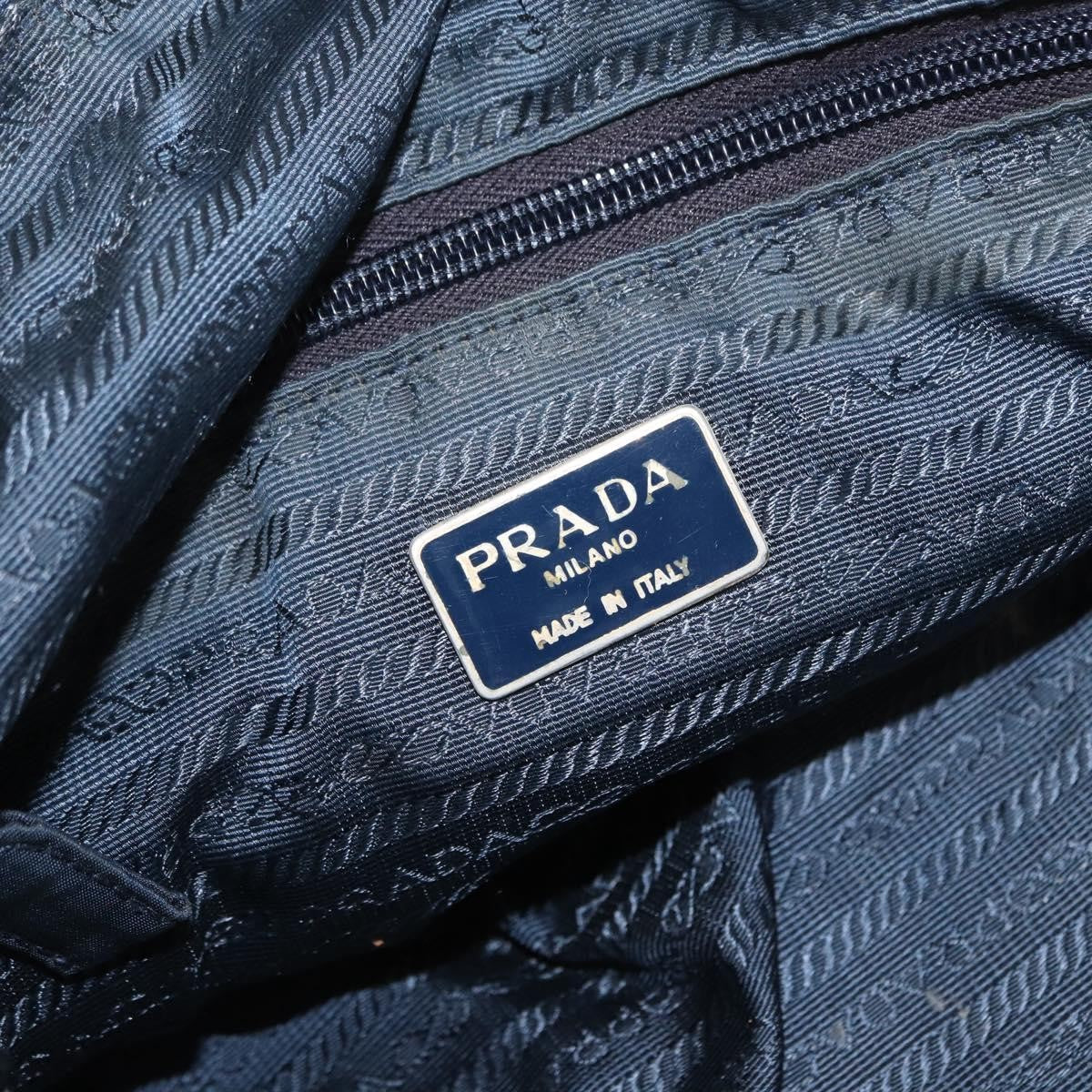 Prada PRADA Shoulder Bag Nylon Navy Gold Authentic 151665