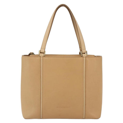 Burberry BURBERRY Hand Bag Leather Beige Gold Authentic 165049
