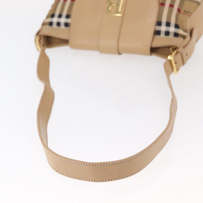 Burberrys Burberrys Nova Check Shoulder Bag Nylon Beige Gold Authentic 153830