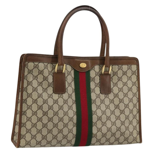 Gucci GUCCI GG Supreme Web Sherry Line Hand Bag PVC Beige Gold 002 4083 39 Authentic ka4103