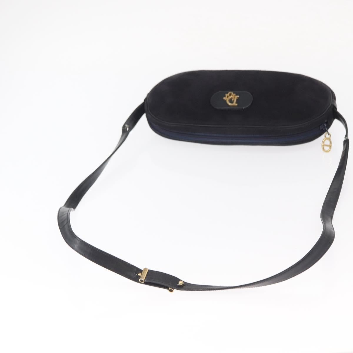 Dior Christian Dior Shoulder Bag Suede Black Gold Authentic 157242