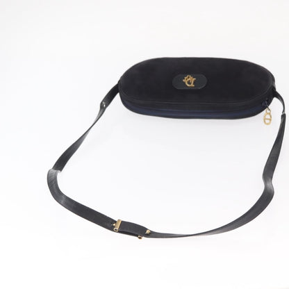 Dior Christian Dior Shoulder Bag Suede Black Gold Authentic 157242
