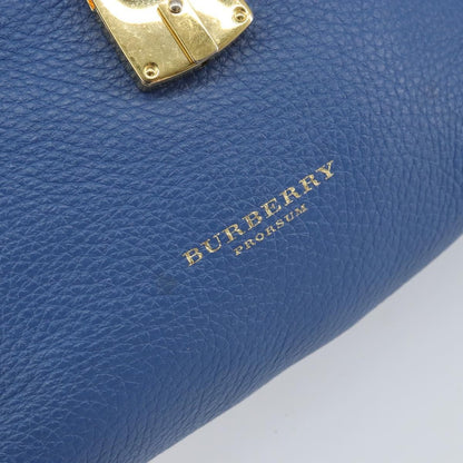 Burberry BURBERRY Shoulder Bag Leather Blue Gold Authentic 157793