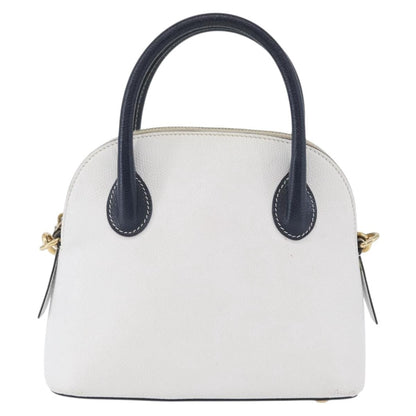 Celine CELINE Hand Bag Leather 2way White Gold Authentic BA10567