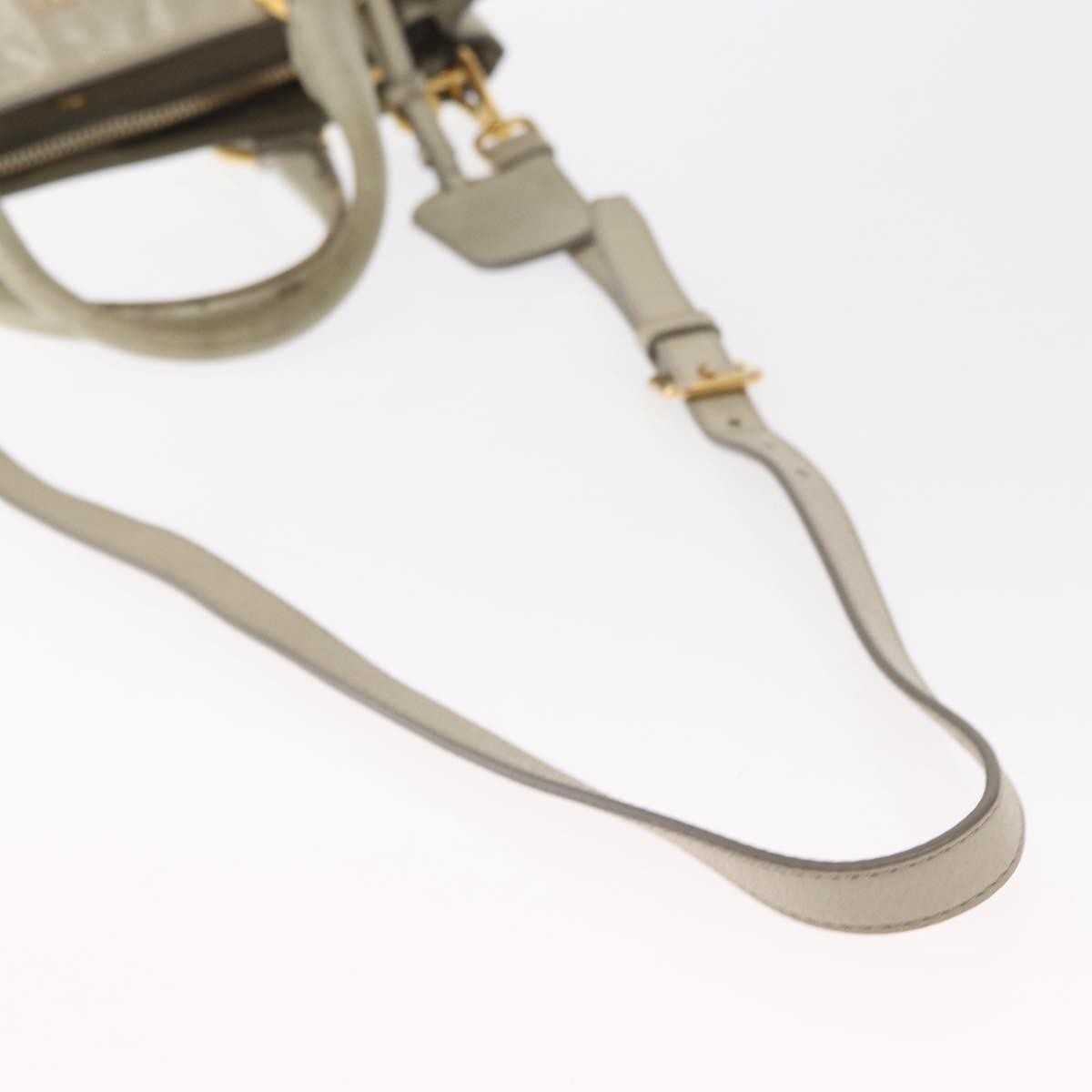 Prada PRADA Hand Bag Leather 2way Beige Gold Authentic ka1369