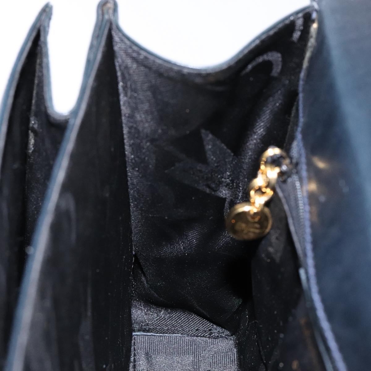 Salvatore Ferragamo Salvatore Ferragamo Gancini Hand Bag Leather 2way Navy Gold Authentic 133776