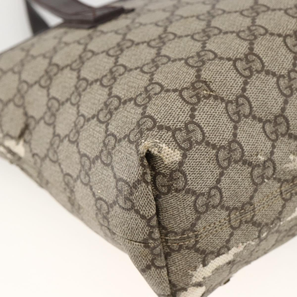 Gucci GUCCI GG Supreme Hand Bag PVC Beige Silver 181086 Authentic ARZ575