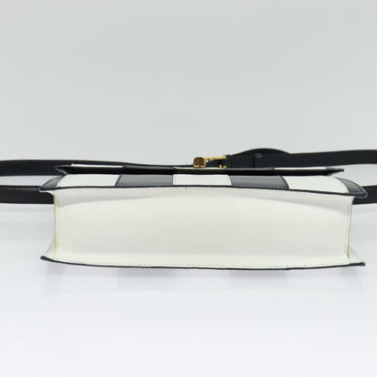 Celine CELINE Shoulder Bag Leather White Navy gold Authentic 127598