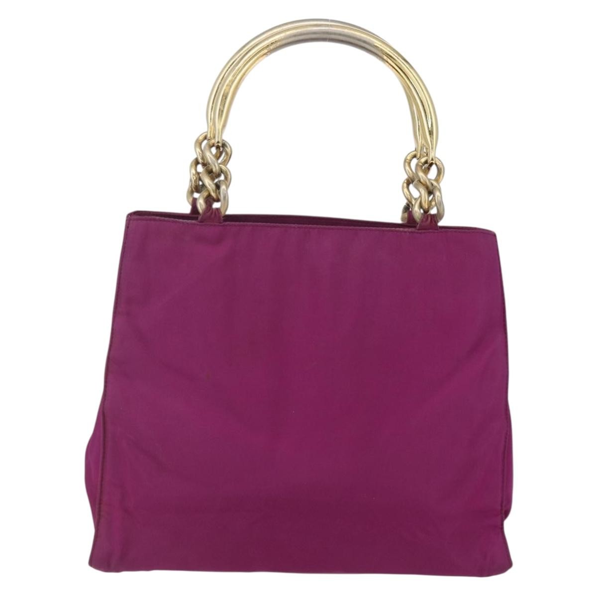 Prada PRADA Hand Bag Nylon Metal Purple Gold Authentic 155416