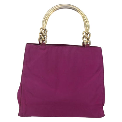Prada PRADA Hand Bag Nylon Metal Purple Gold Authentic 155416