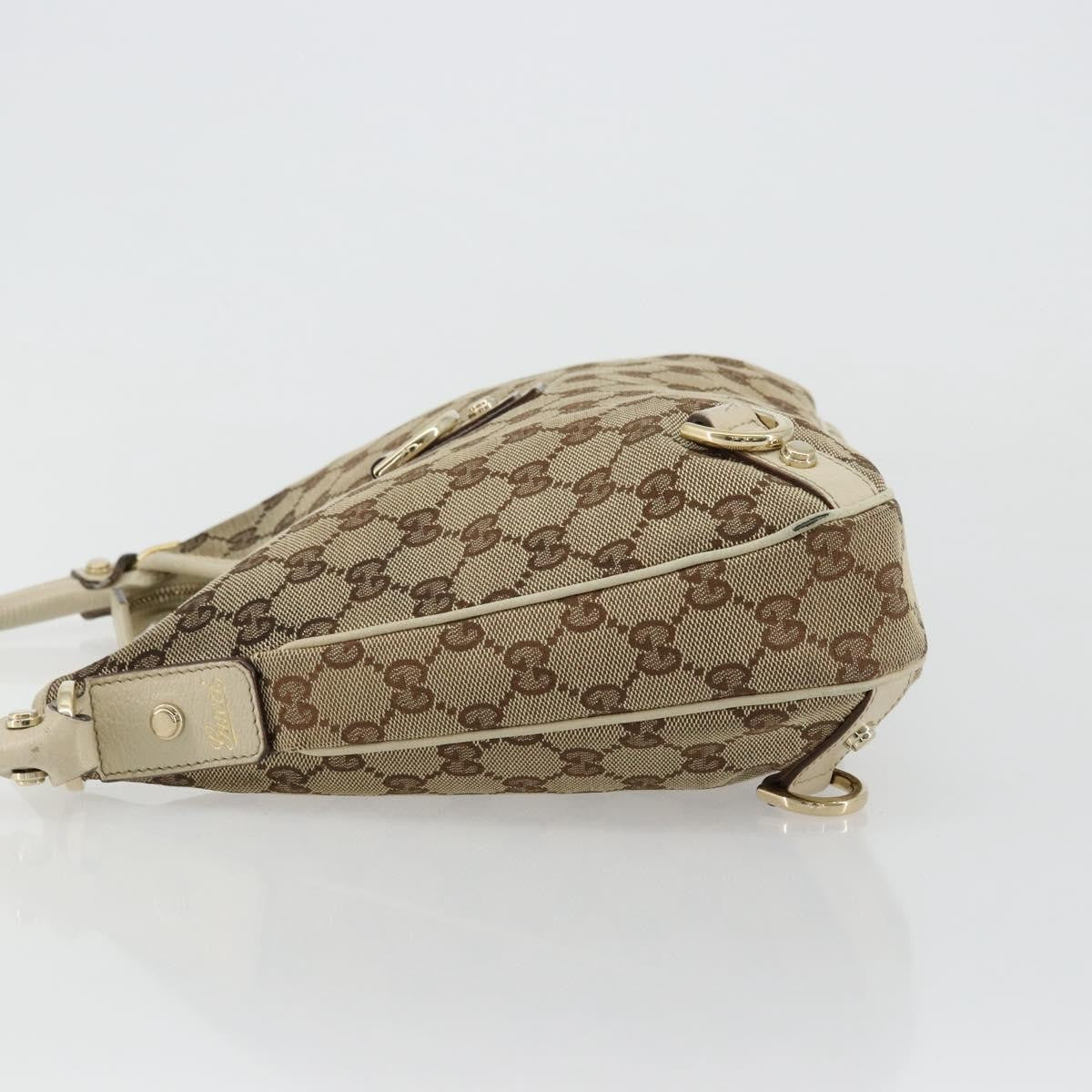 Gucci GUCCI GG Canvas Abbey Shoulder Bag Leather Beige Gold 130738 Authentic ka4349