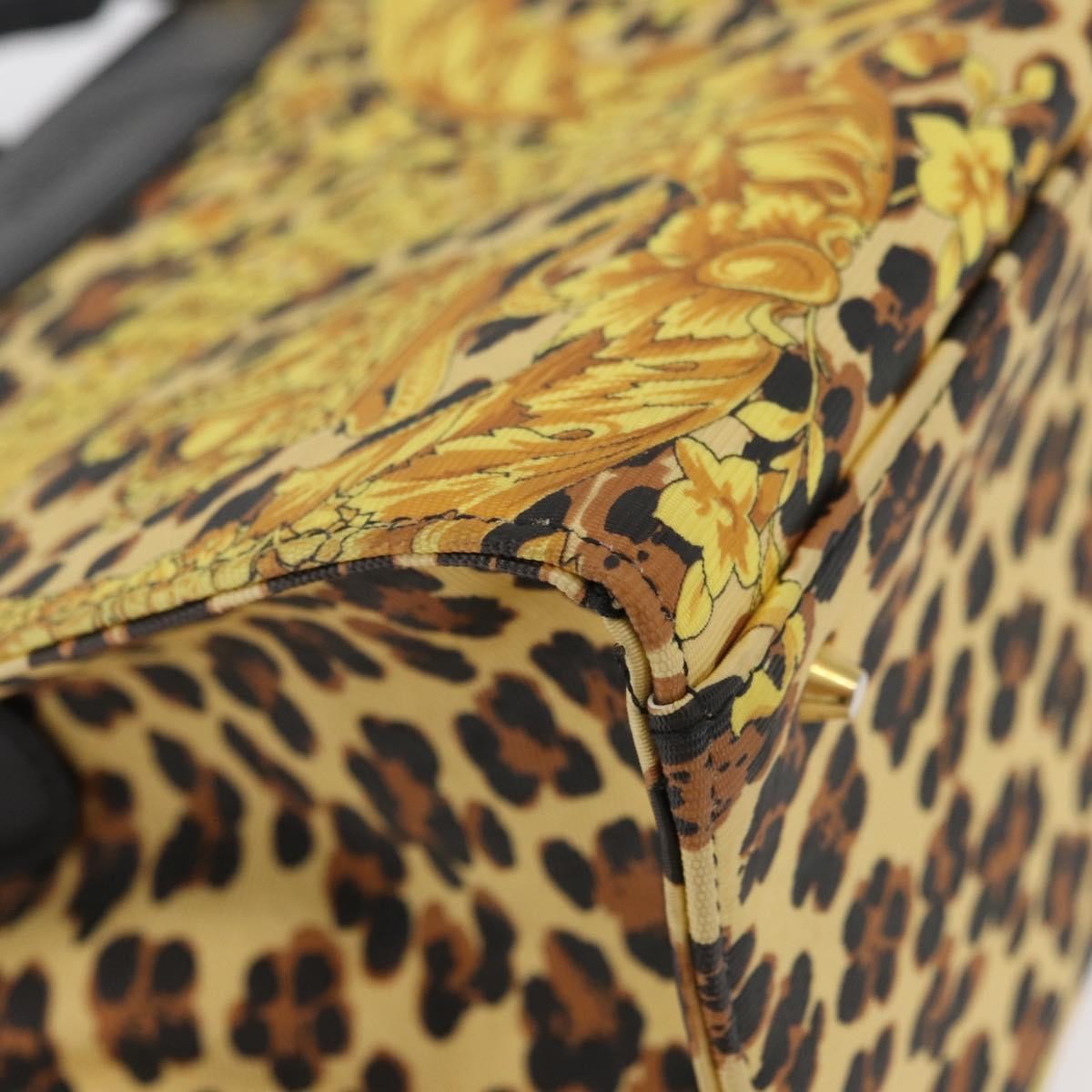 Versace VERSACE Hand Bag PVC Leather Yellow Gold Authentic 177929