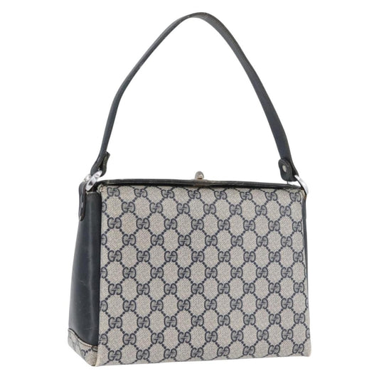 Gucci GUCCI GG Supreme Shoulder Bag PVC Navy Silver Authentic BAZ550