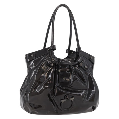 Salvatore Ferragamo Salvatore Ferragamo Gancini Hand Bag Patent leather Dark Brown Authentic bs35239