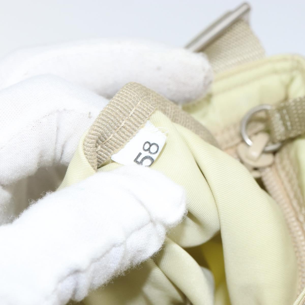 Prada PRADA Shoulder Bag Nylon Ivory Silver Authentic 146915