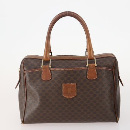 Celine CELINE Macadam Canvas Hand Bag PVC Leather 2 Set Brown Navy Authentic bs34088