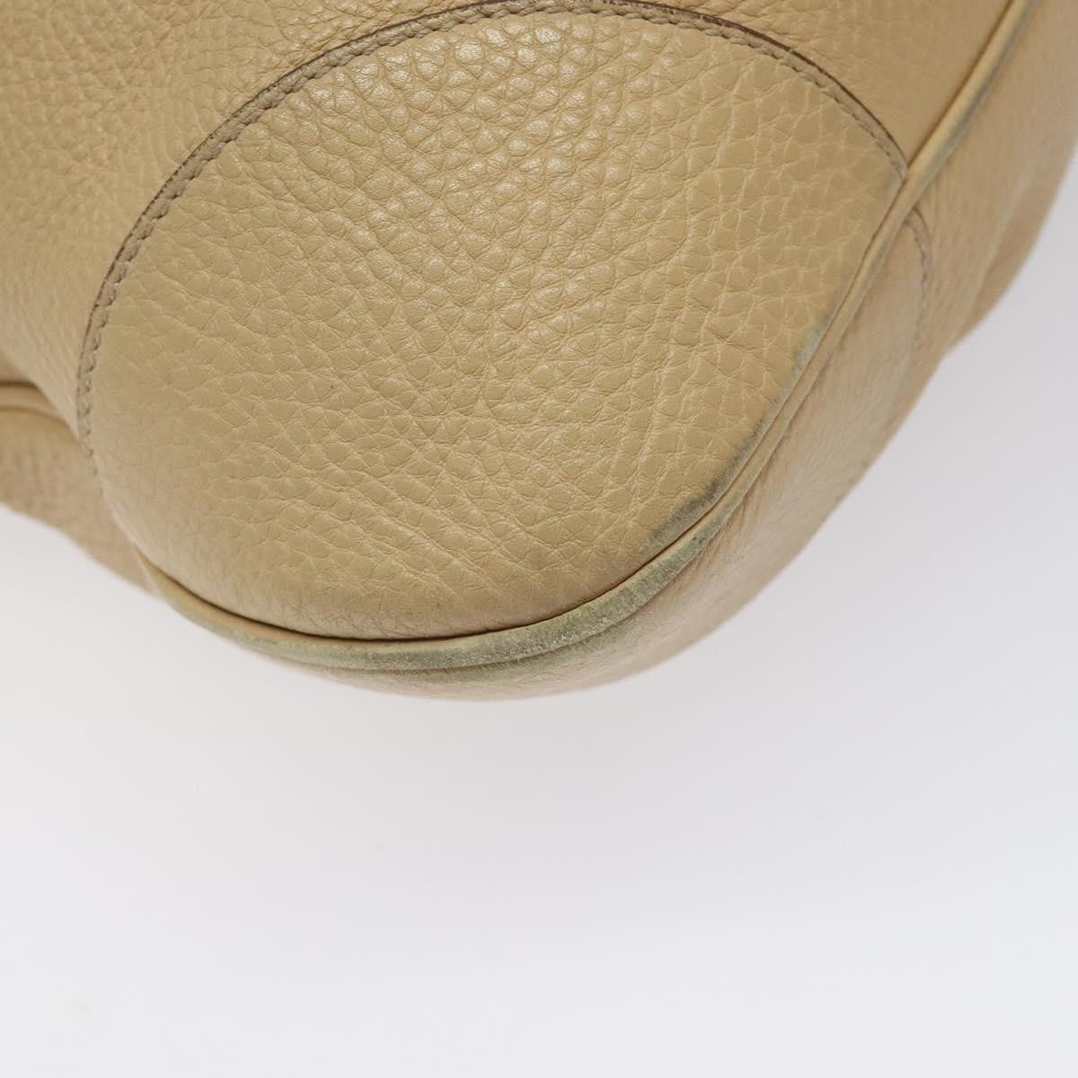 Salvatore Ferragamo Salvatore Ferragamo Gancini Shoulder Bag Leather Beige Silver Authentic EC551