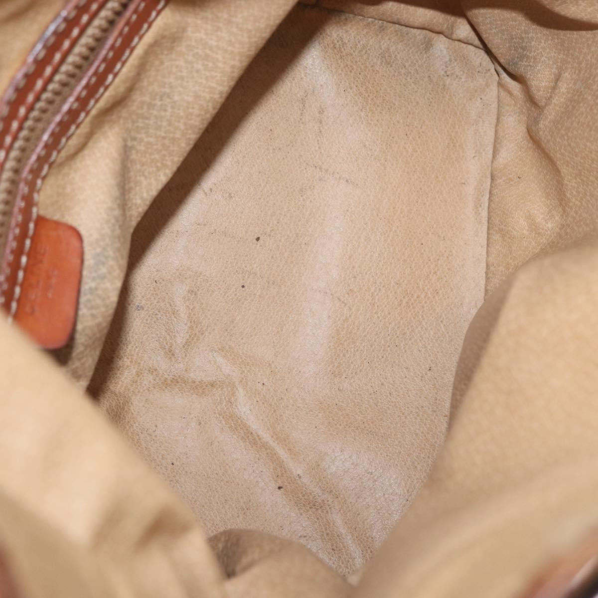 Celine CELINE Macadam Canvas Shoulder Bag PVC Leather Brown Gold Authentic 162040