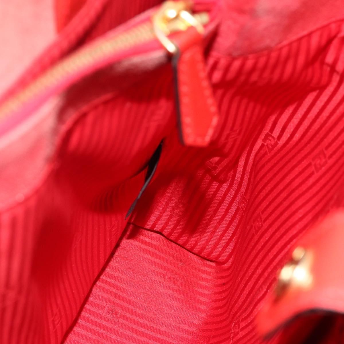 Fendi FENDI 2 JOURS Medium Hand Bag Leather 2way Red Gold Authentic 176097A