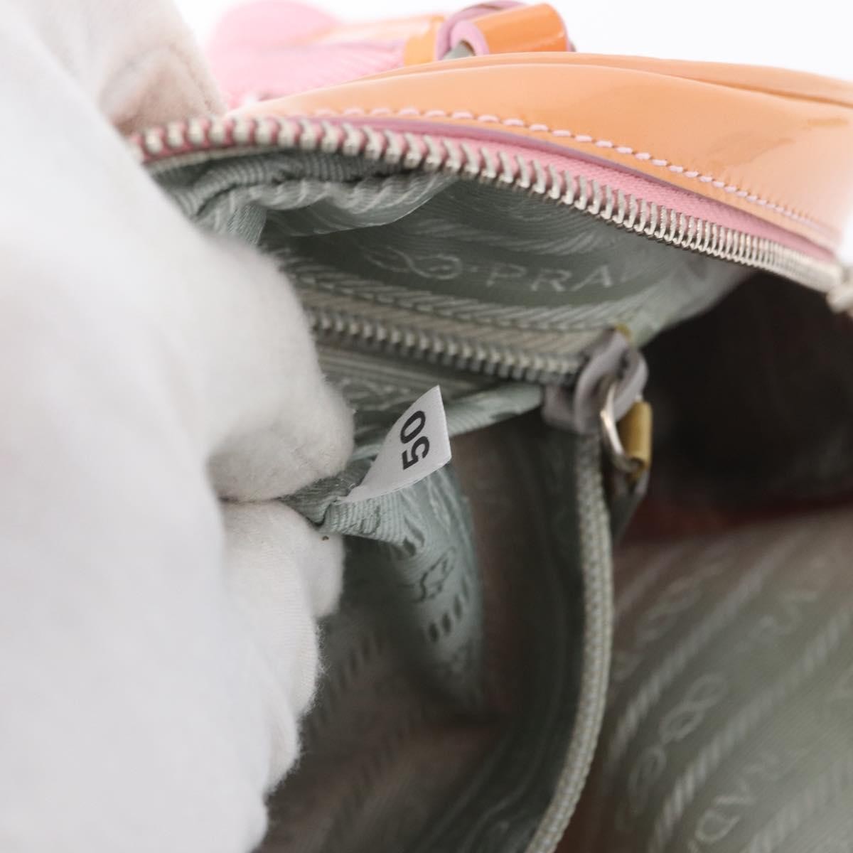 Prada PRADA Hand Bag Canvas Pink Silver Authentic 172212