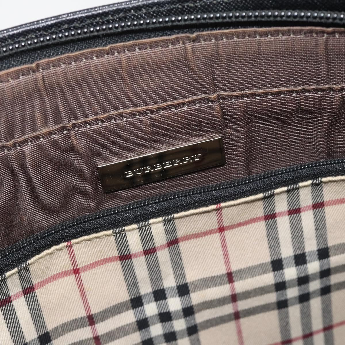 Burberry BURBERRY Tote Bag Leather Black Silver Authentic 182424