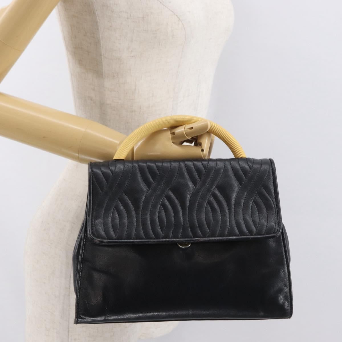Fendi FENDI Hand Bag Leather Black Gold Authentic 169891