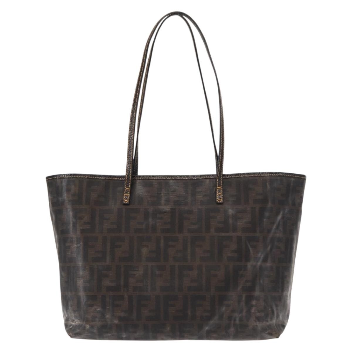 Fendi FENDI Zucca Canvas Tote Bag Coated Canvas Black Brown Authentic ka771
