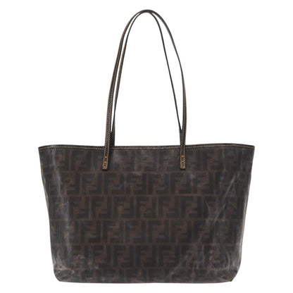 Fendi FENDI Zucca Canvas Tote Bag Coated Canvas Black Brown Authentic ka771