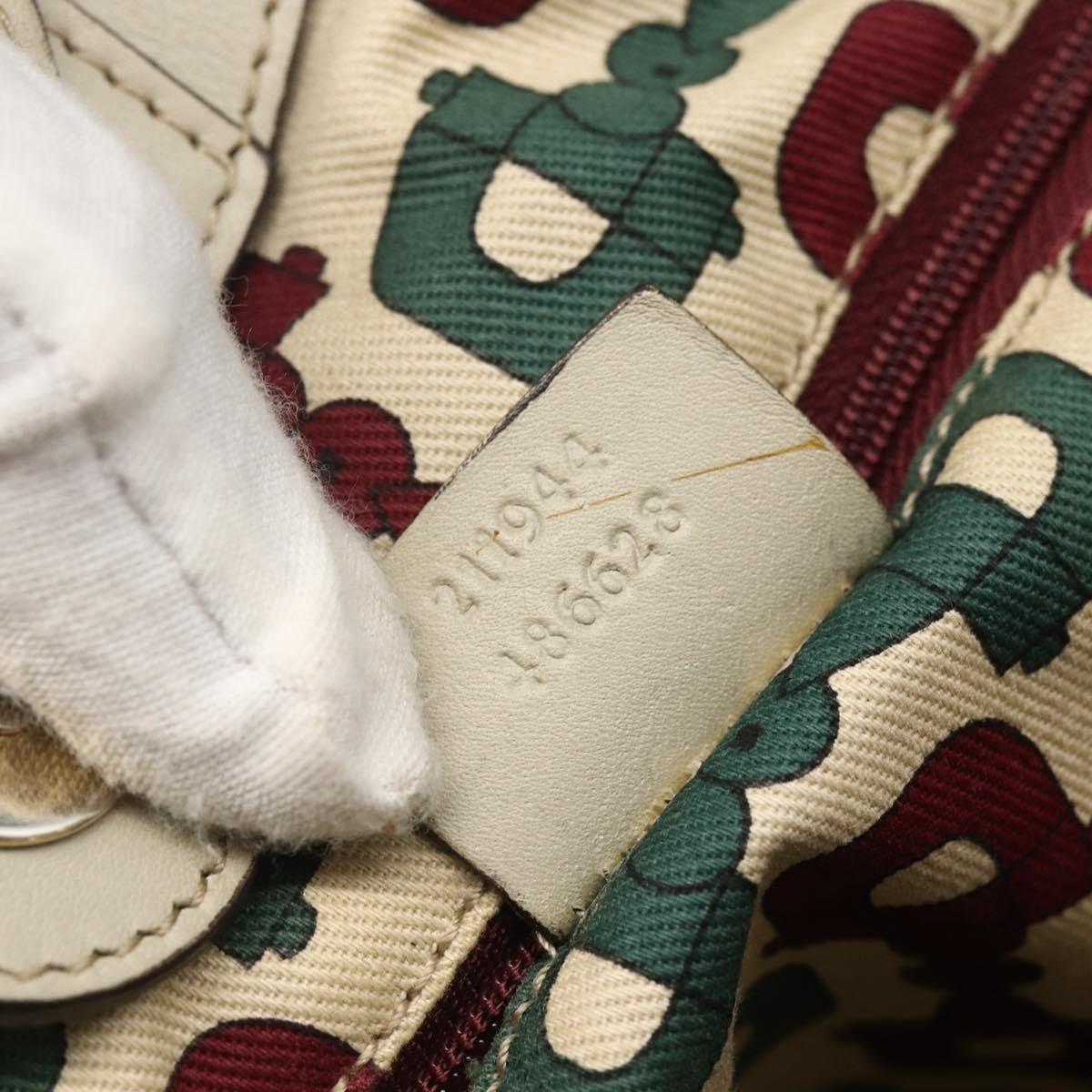 Gucci GUCCI Guccissima GG Canvas Sukey Hand Bag Leather White Gold 211944 Authentic yk20007