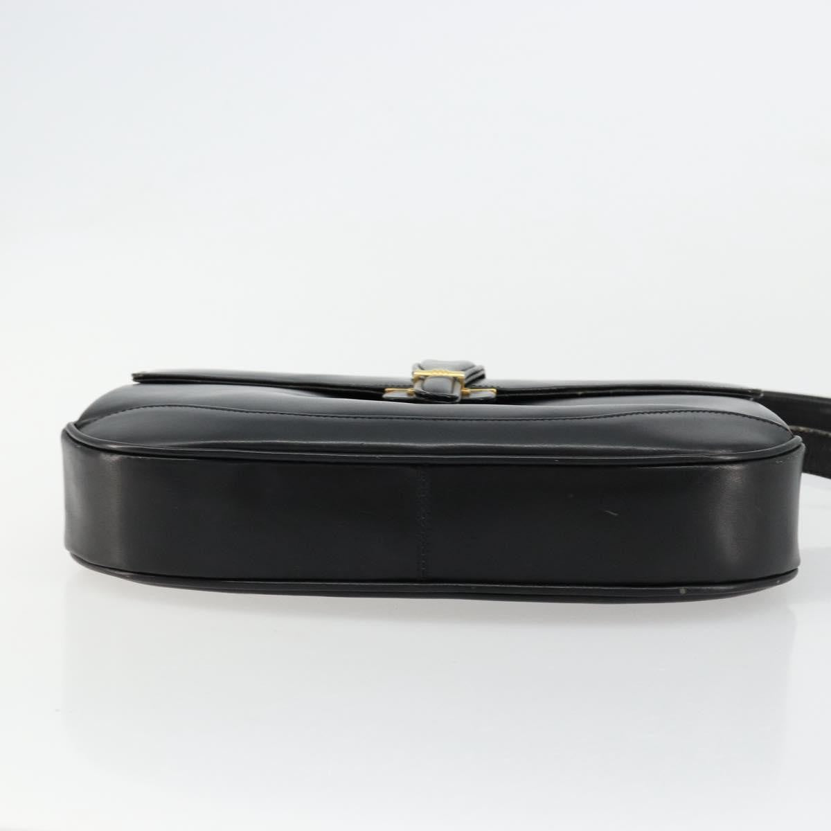 Gucci GUCCI Shoulder Bag Leather Black Gold Authentic 177992