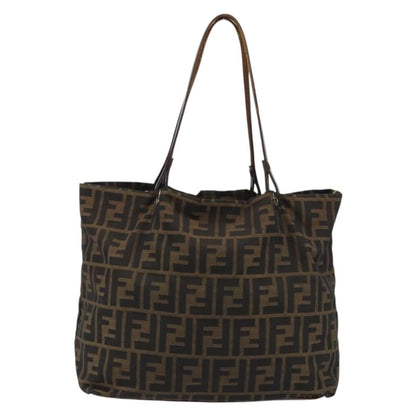 Fendi FENDI Zucca Canvas Tote Bag Brown Black Authentic 175192