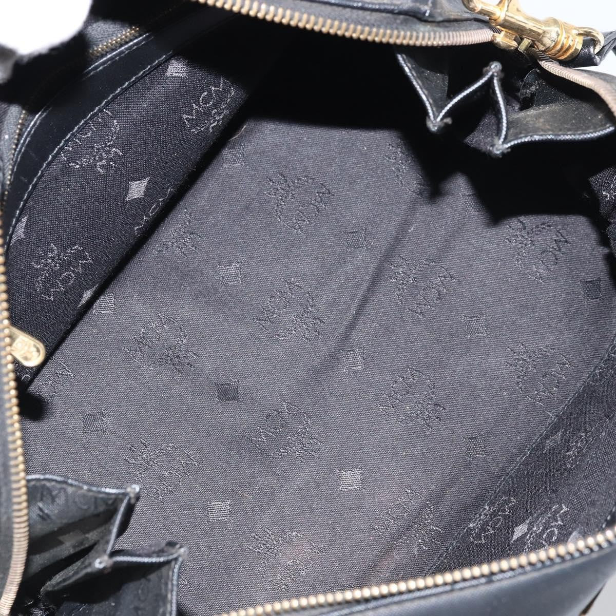 MCM MCM Vicetos Logogram Hand Bag PVC 2way Black Gold Authentic 160735