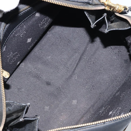 MCM MCM Vicetos Logogram Hand Bag PVC 2way Black Gold Authentic 160735