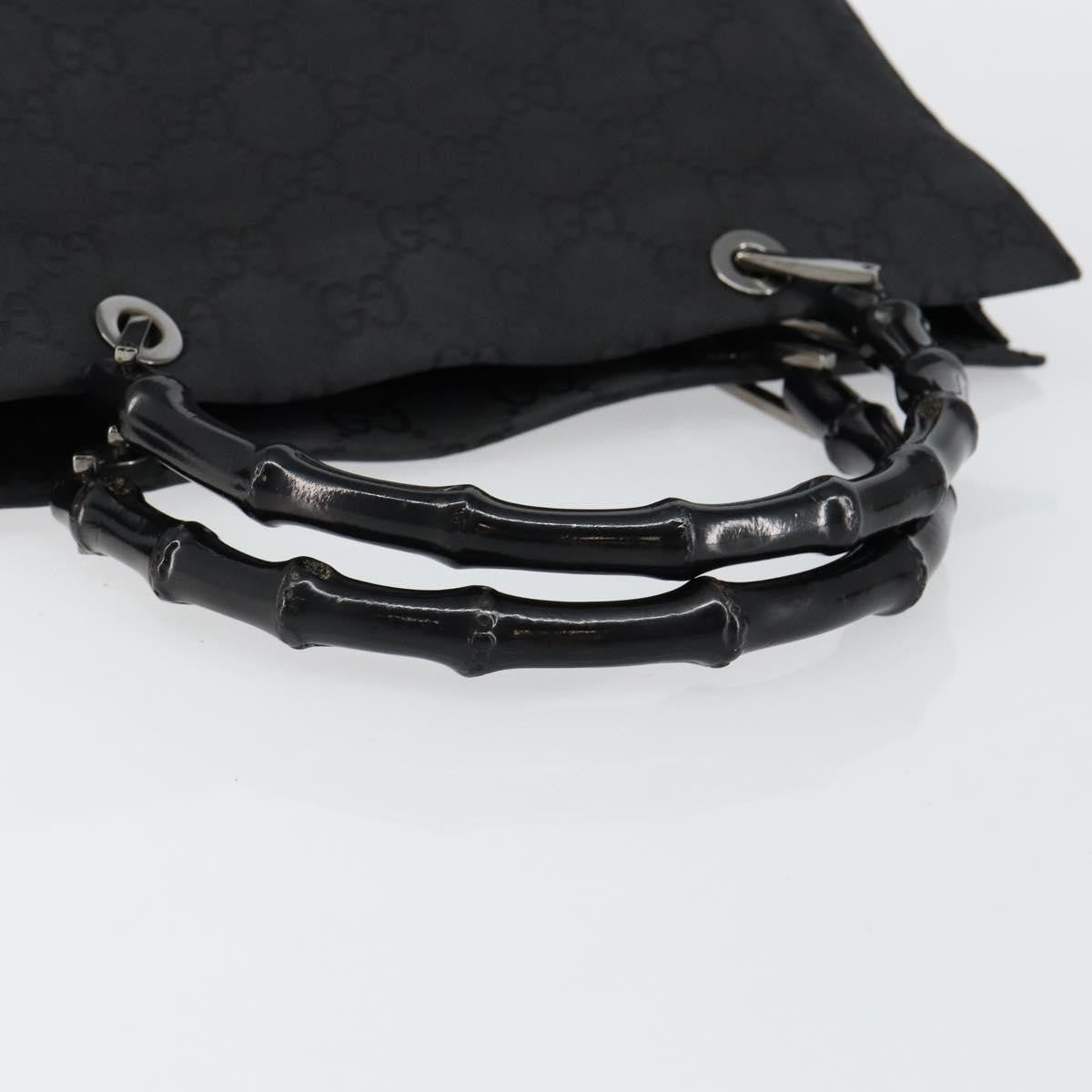 Gucci GUCCI Bamboo GG Canvas Hand Bag Black Silver 002 1010 3754 Authentic ep11357