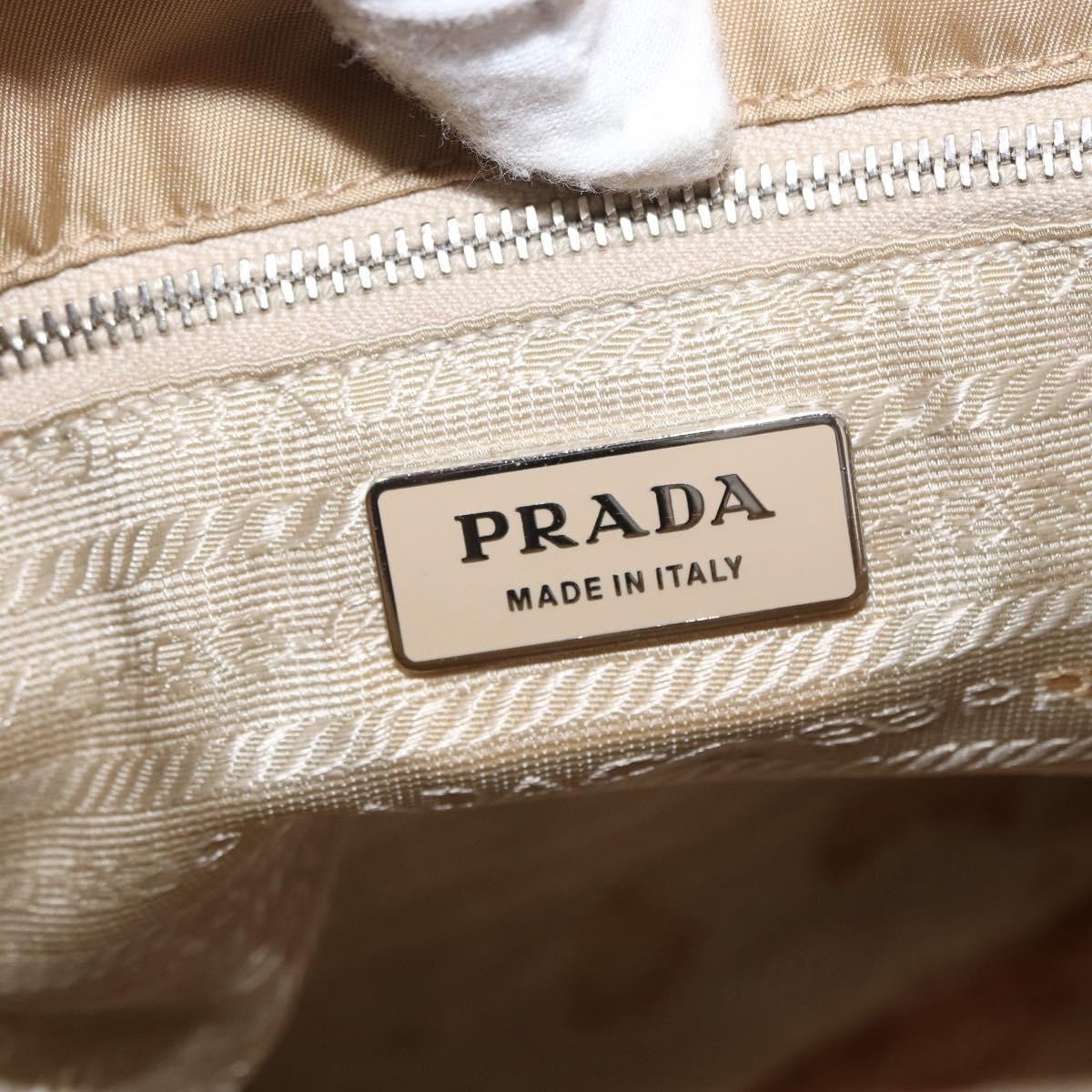 Prada PRADA Tote Bag Nylon Leather Beige Silver Authentic 156731