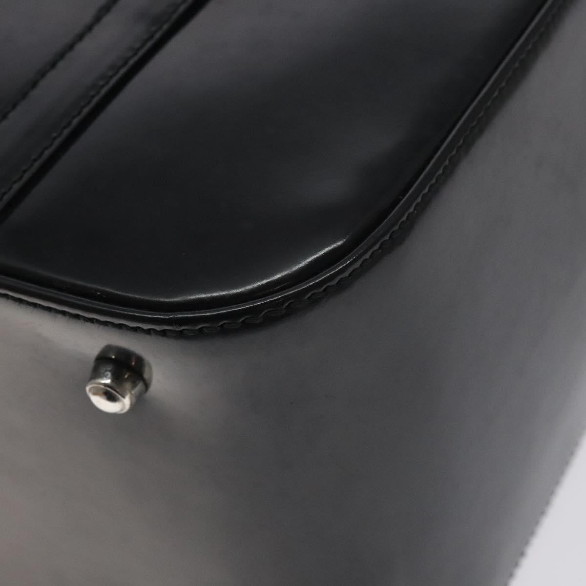 Gucci GUCCI Hand Bag Enamel Black Silver Authentic am8761