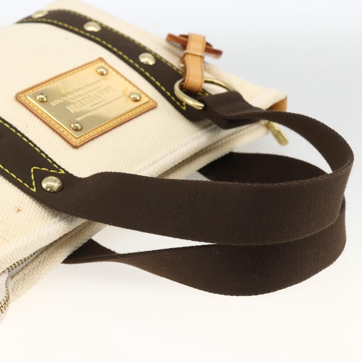 Louis Vuitton LOUIS VUITTON Antigua Cabas PM Hand Bag Black Beige M40039 LV Authentic BA11190