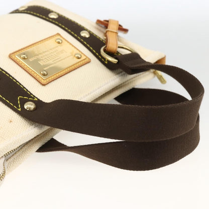 Louis Vuitton LOUIS VUITTON Antigua Cabas PM Hand Bag Black Beige M40039 LV Authentic BA11190