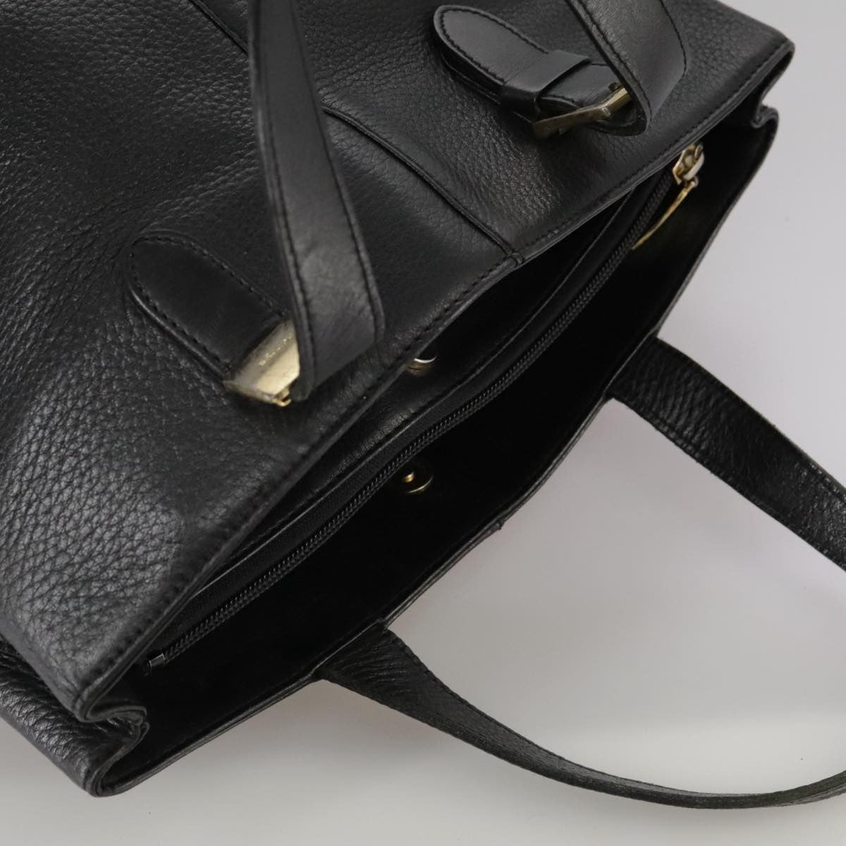 Burberrys Burberrys Hand Bag Leather Black Gold Authentic bs20817
